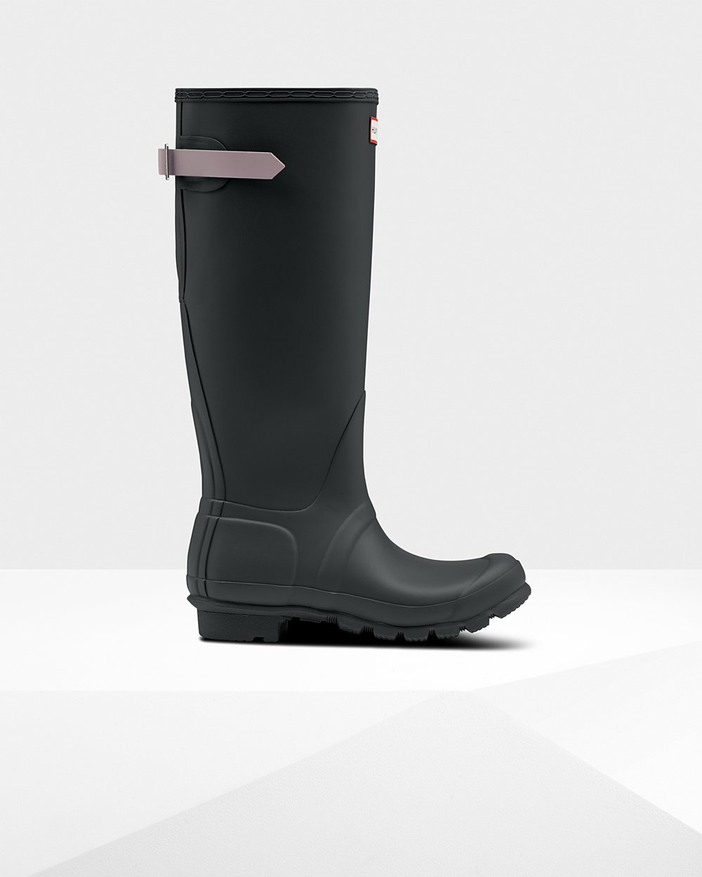 Botas de Lluvia Altas Hunter Mujer - Original Back Adjustable - Verdes Oscuro/Morados - WUBMNYS-75